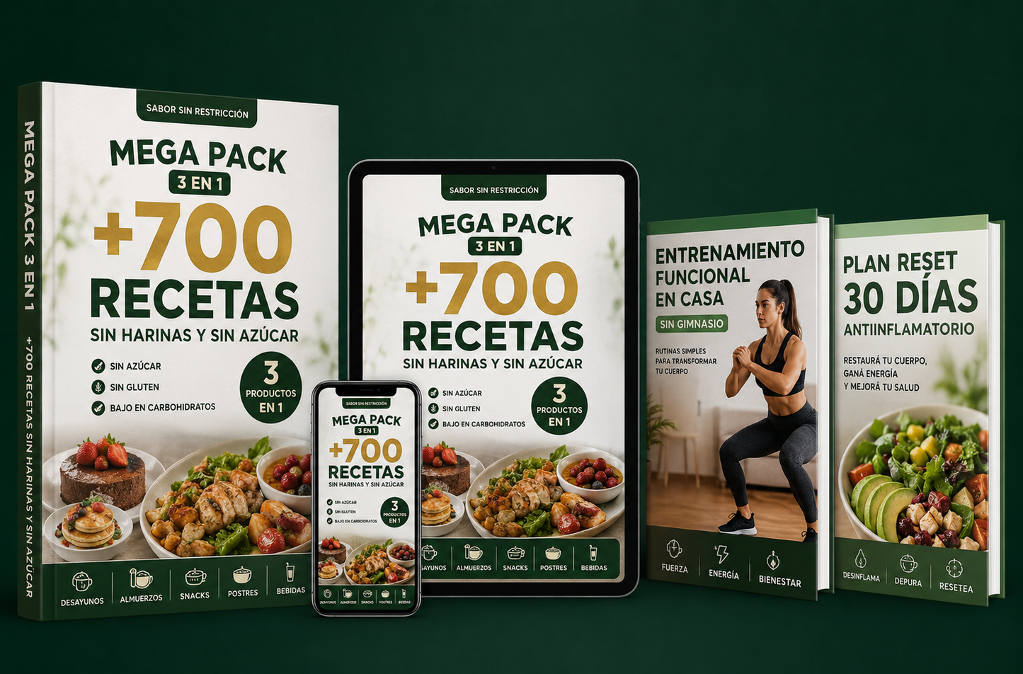 700 Recetas antiflamatorias sin harinas y sin azucares - Come mejor, sentite mejor